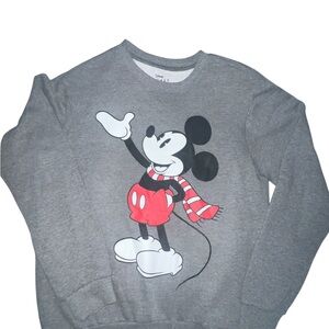Disney Men's Gray Crewneck Sweater with Mickey Mouse Design